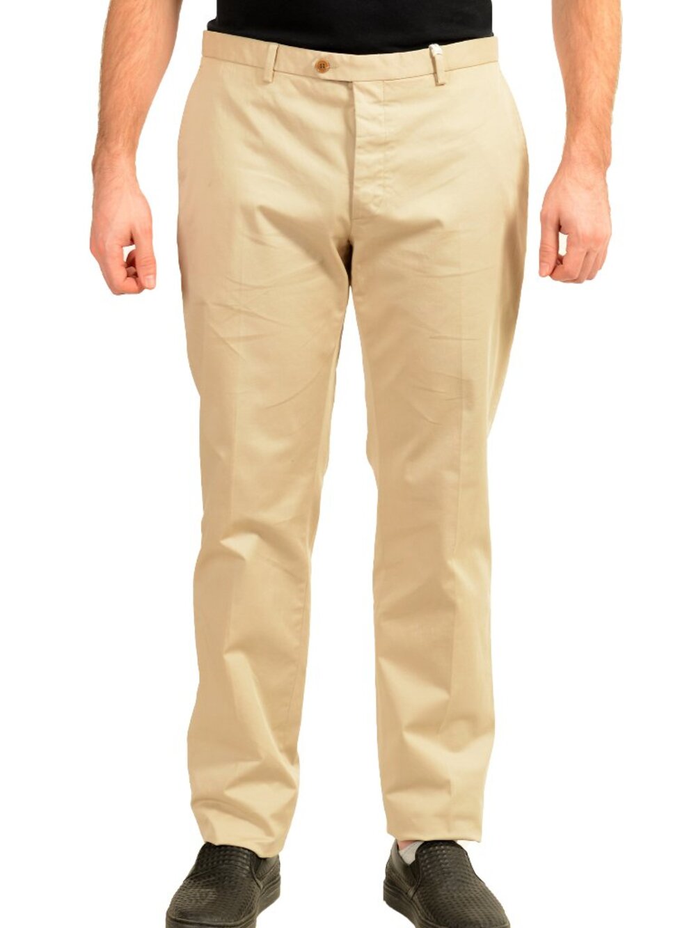 Malo Men's Beige Flat Front Casual Pants US 38 IT 54